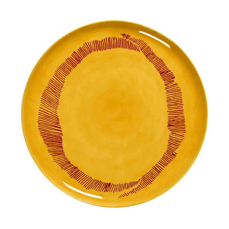 Ottolenghi Feast Serving Plate Sunny Yellow Swirl Stripes Red image number 0